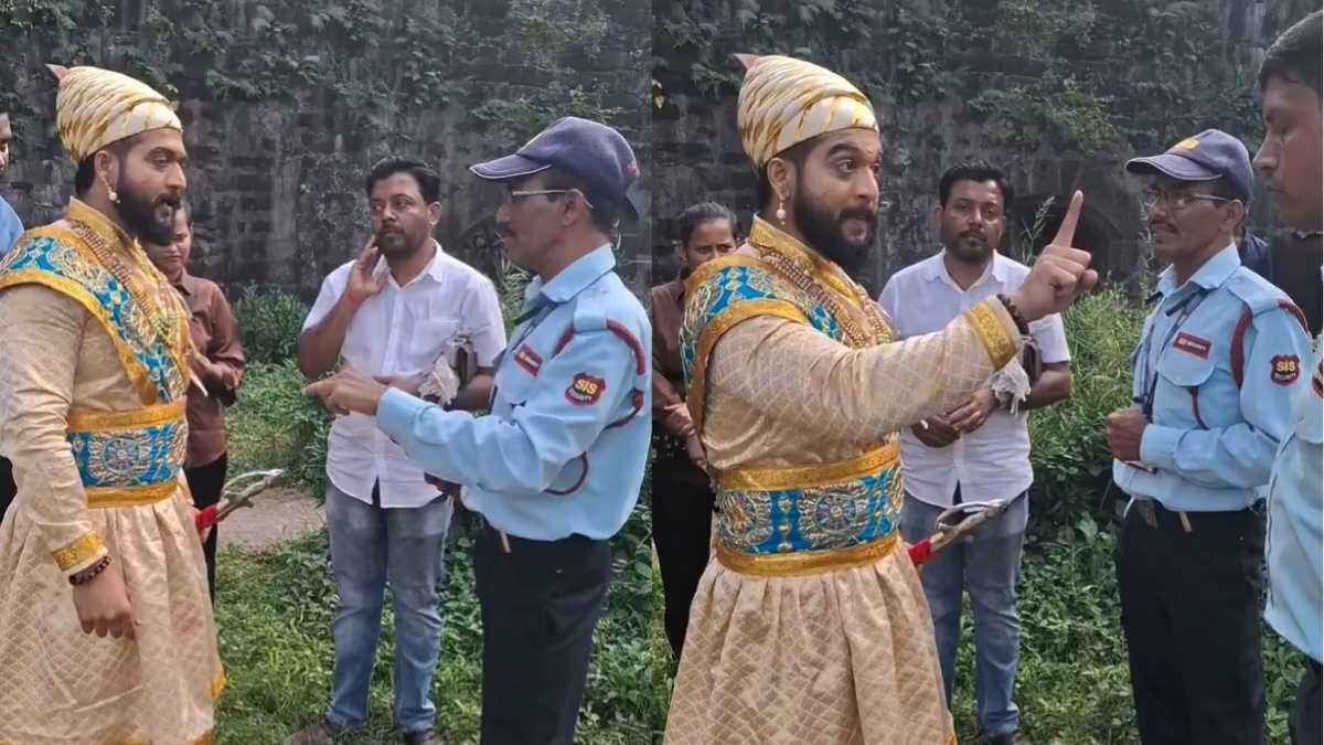 Man Dressed As Shivaji Maharaj Clashes With Security Guard Over Marathi; Netizens School Him