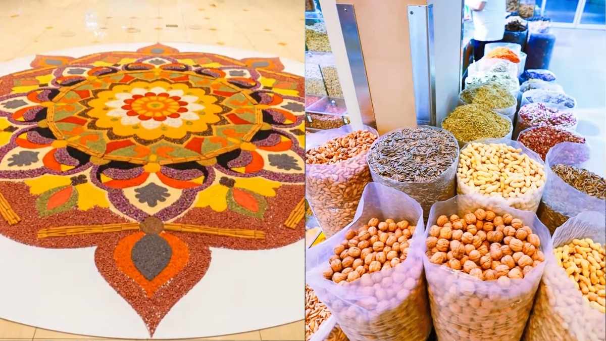 Ahead Of Diwali, This Indoor Market Features The Largest Rangoli Made From Spices In Dubai!