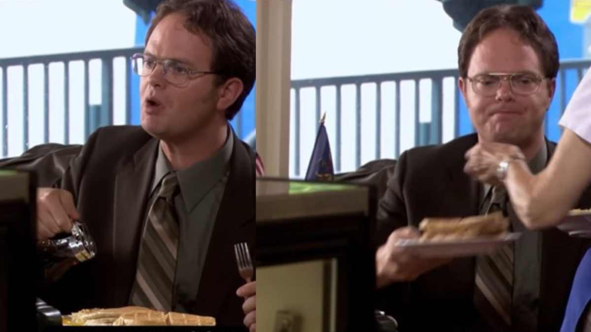 Dwight AKA Rainn Wilson Shares His Fave Food Memory From The Office; Hint: There’s Pancakes & Maple Syrup
