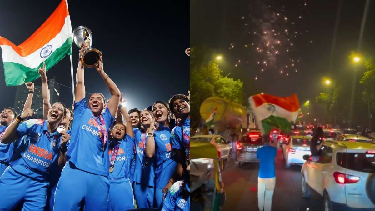 Streets Light Up With Fireworks & Tricolour Flags As India Celebrates Its 1st Women’s Cricket World Cup Title