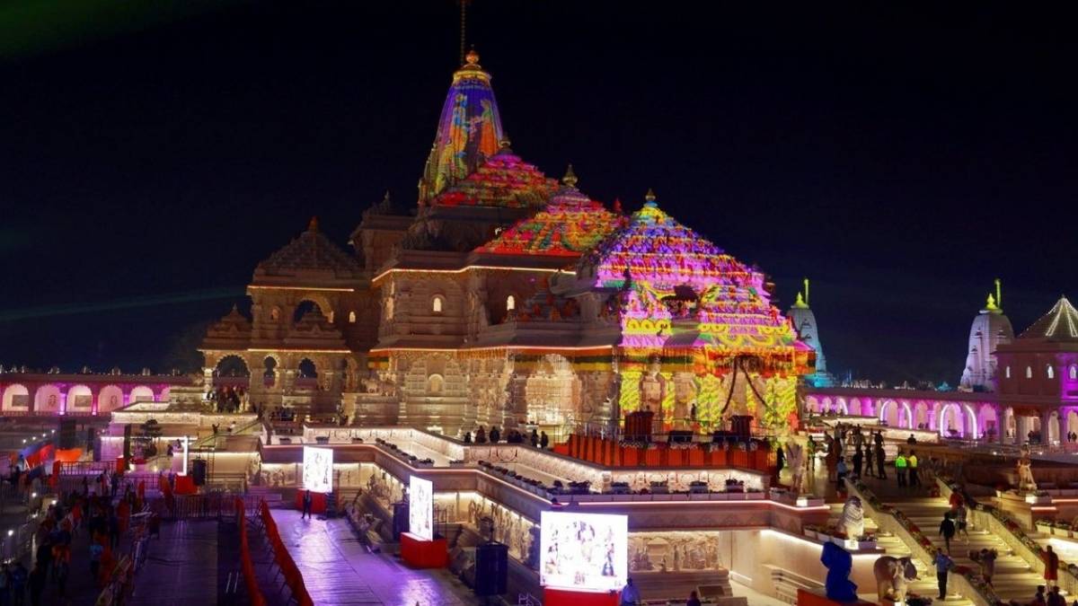 In Pics: Ayodhya Looks Magical At Night As Ram Mandir Shines For The Dhwajarohan Ceremony