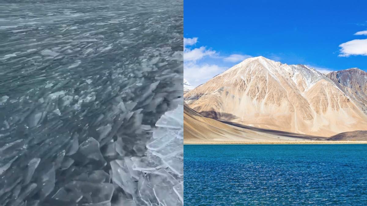 Viral Video Shows Pangong Lake Frozen Like Glass; Netizens Amazed By Ladakh’s Winter Magic