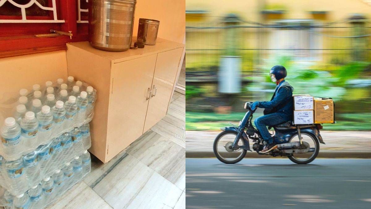 Man Keeps Water Bottles For Delivery Partners Outside His Home; Netizens: “Amazing Gesture”