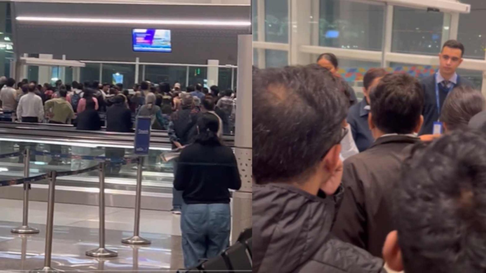 Angry Fliers Protest At Delhi Airport T1 Amid Flight Cancellations; Chant “IndiGo Haaye Haaye”