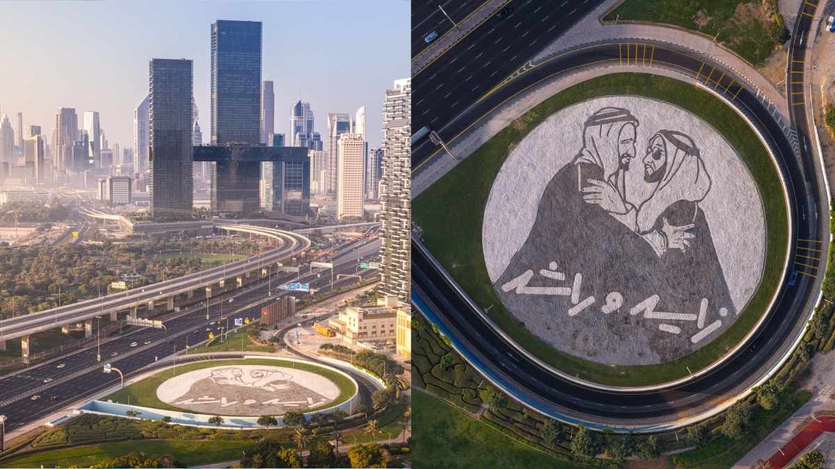 Dubai Unveils 82 M Giant Ground Artwork Of UAE Founders For National Month Celebrations