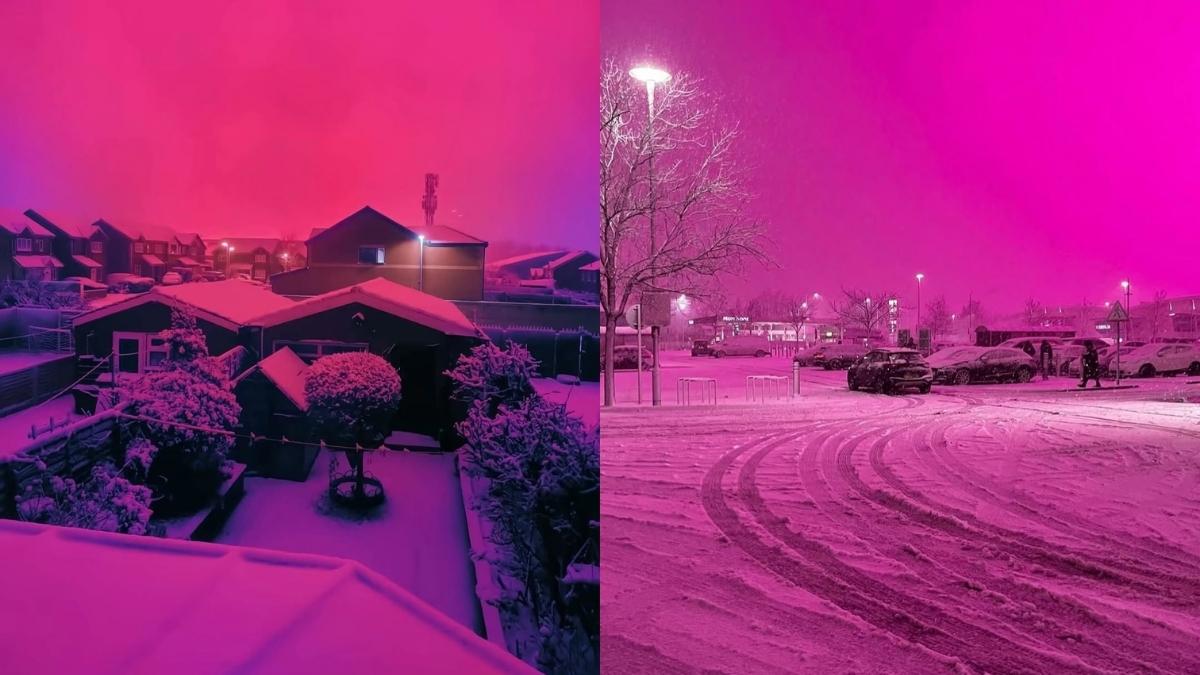 The Sky Is Pink! Birmingham Witnesses Rare Pink Hue During Snowfall; Here’s Why