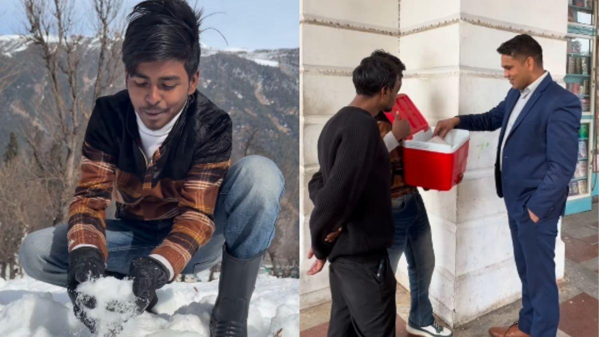 Delhi Teen Packs Snow From Kashmir; Charges ₹20 To Let People Touch It