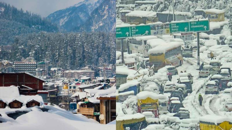 Manali Sees Season’s 1st Snowfall; Long Weekend Triggers 8-Km Traffic Jam, Leaves Tourists Stranded