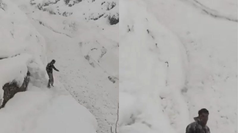 Video Shows Snow Flowing Like A Waterfall In Pangi Chamba, Netizens: “Pure Himalaya Magic”