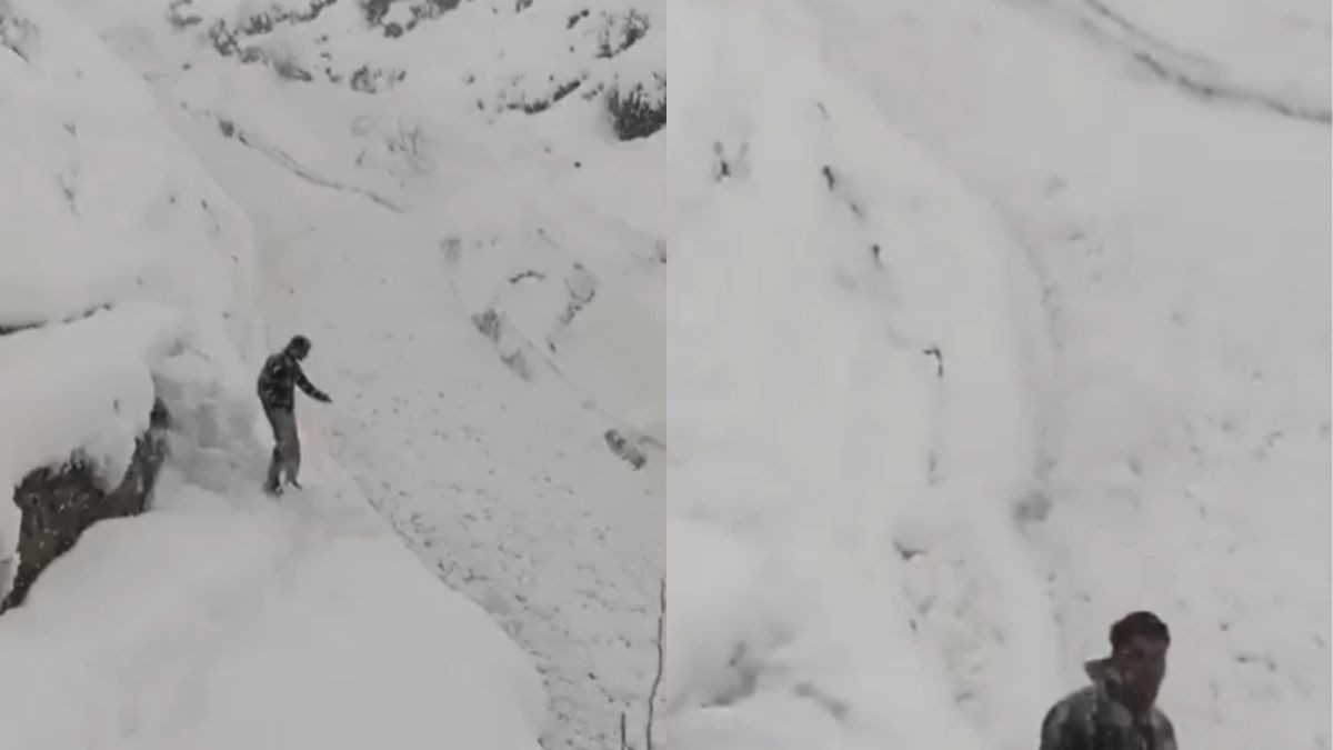 Video Shows Snow Flowing Like A Waterfall In Pangi Chamba, Netizens: “Pure Himalaya Magic”