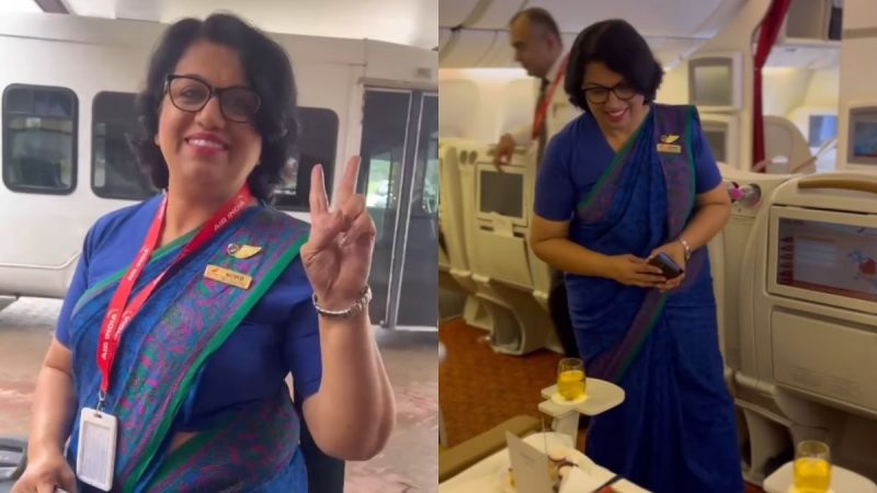 Air India Hostess Retires After 35 Years, Marks Last Flight With Announcement And Cake