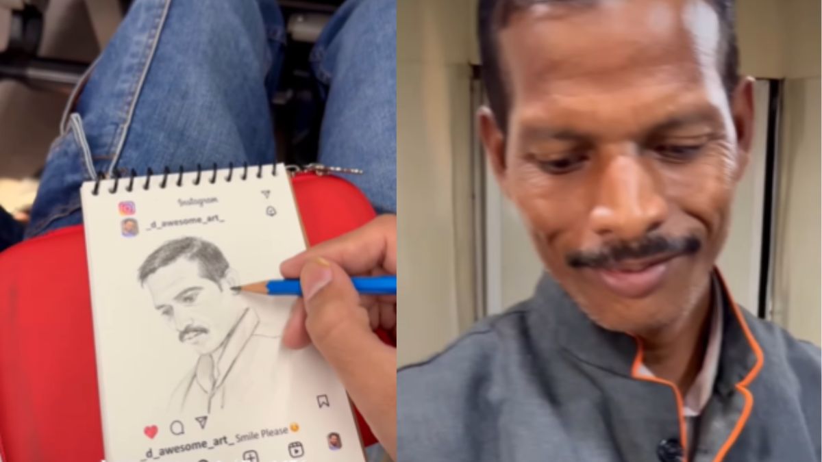 Artist Makes Live Sketch Of Pantry Staff Worker On Vande Bharat; Sweet Gesture Wins Hearts