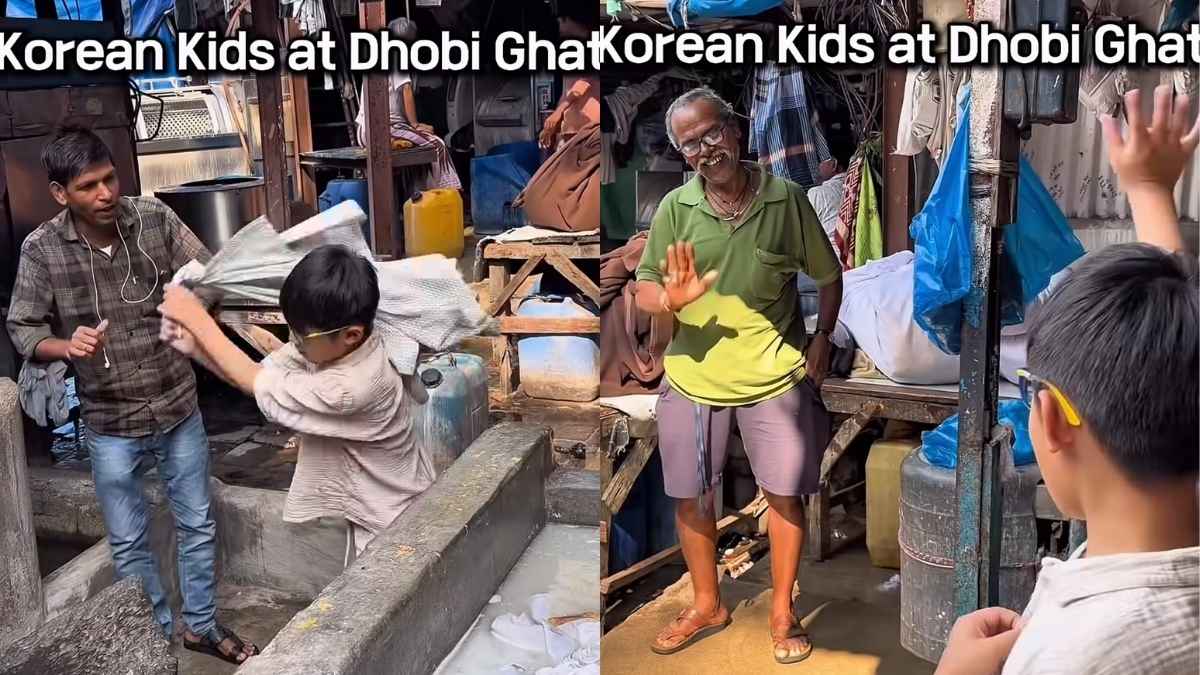 Viral Video: Korean Mom Takes Her Children To Dhobi Ghat To Teach Them “Real Work”