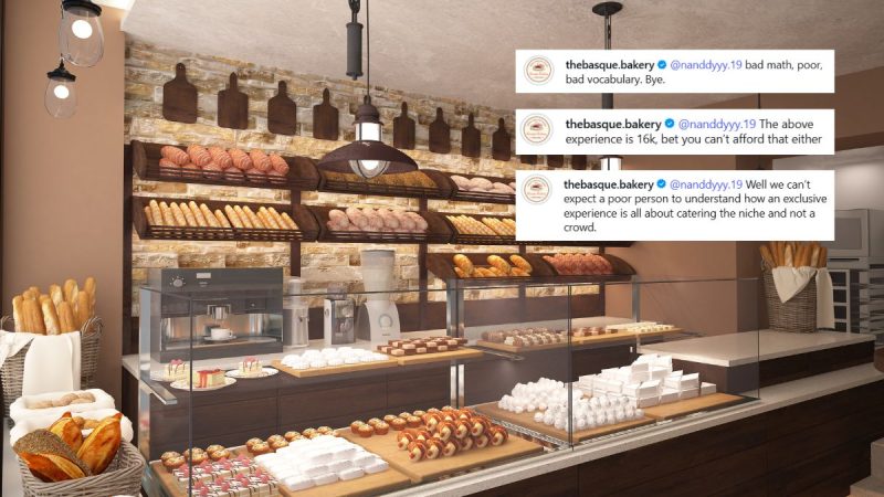 “Bet You Can’t Afford That,” Bengaluru Bakery Under Fire For Mocking Replies On Instagram