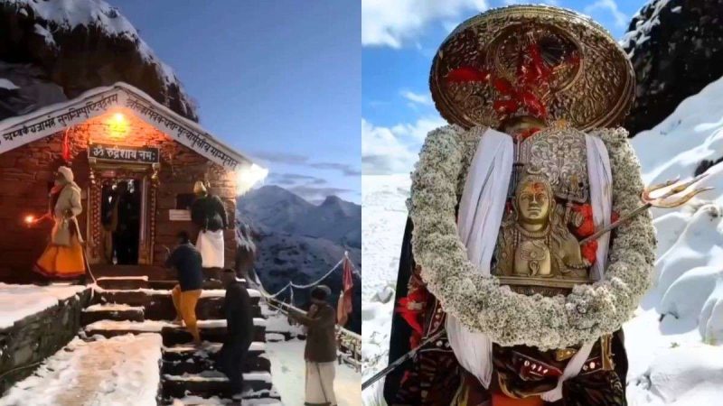 Watch: Snowy Aarti At Rudranath Temple In Uttarakhand Goes Viral, Leaves Devotees Spellbound