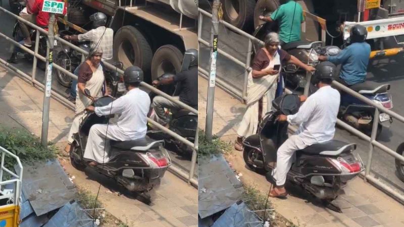 “You Can’t Dodge The Ammachi Stare,” Elderly Woman In Kerala Stops Man From Misusing Footpath