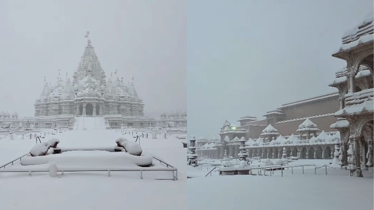 Breathtaking! Viral Video Shows BAPS Akshardham Temple Wrapped In Snow Like A Winter Dream