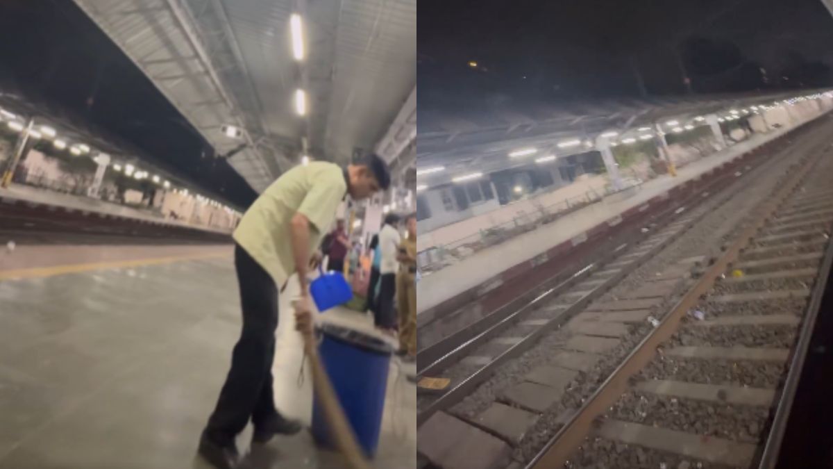 Cleaner Sweeps Platform At Dadar Station But Tosses Bottles On Tracks; Netizens: “Bizarre”