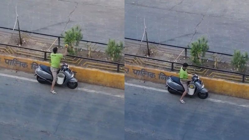 “Spirit All Indians Need Right Now”: Internet Reacts To Man Watering Plants On Road Divider