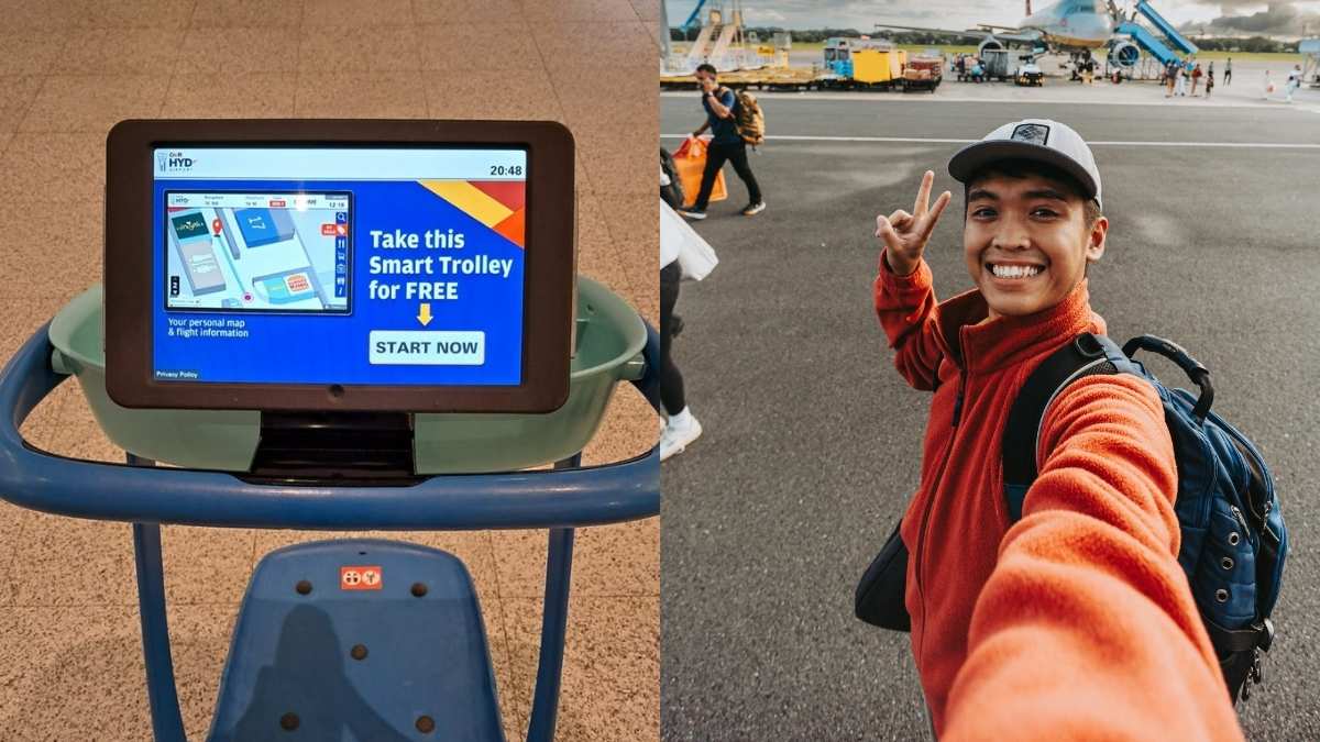 This Smart Trolley At Hyderabad Airport Shows Your Gate, Flight Status & Terminal Directions