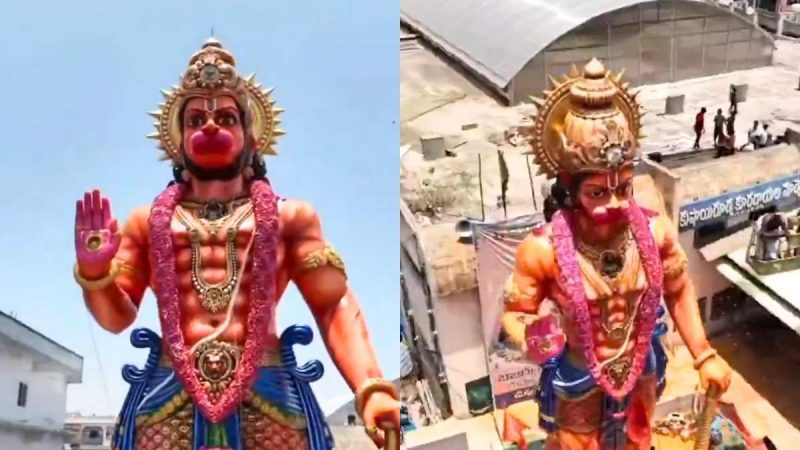 Hyderabad Unveils Massive 36-Ft Hanuman Idol Amid Flower Showers, Chants & Sea Of Devotees