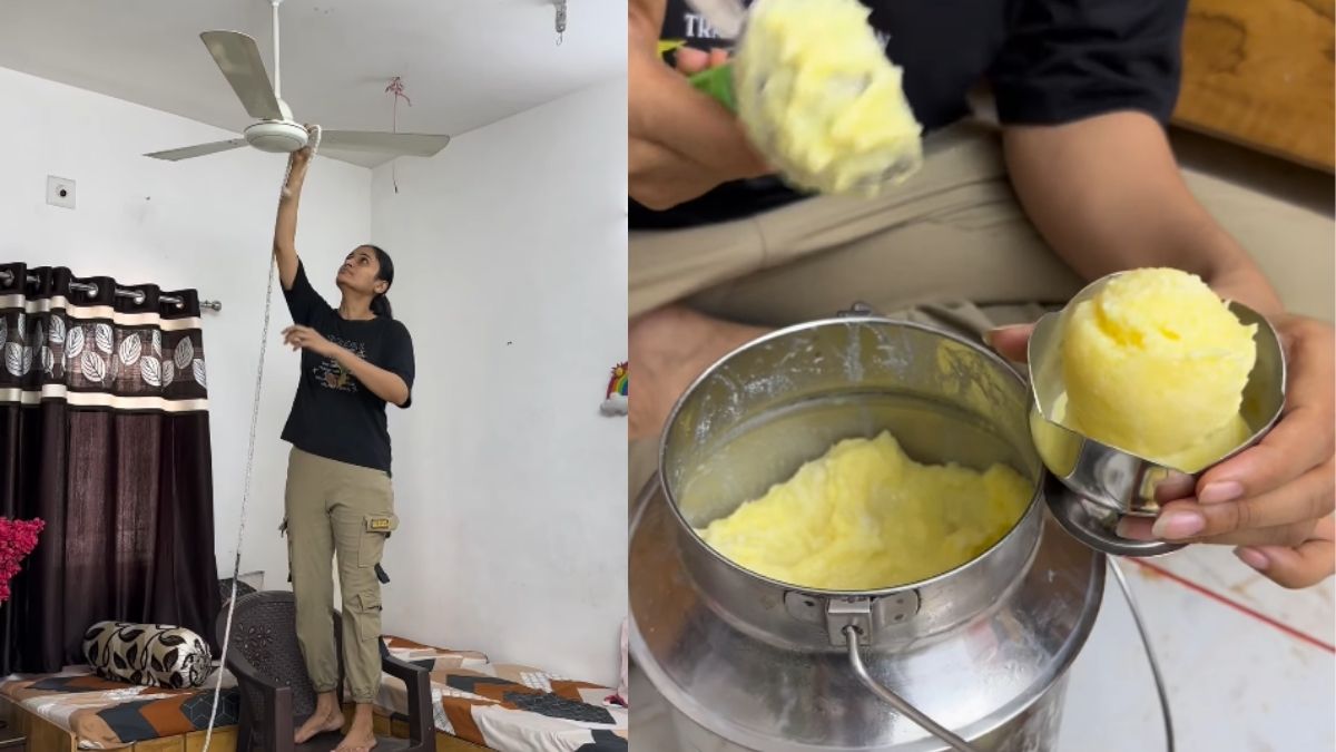 Woman Uses Ceiling Fan To Make Homemade Ice Cream; Netizens, “Desi Jugaad For The Win!”