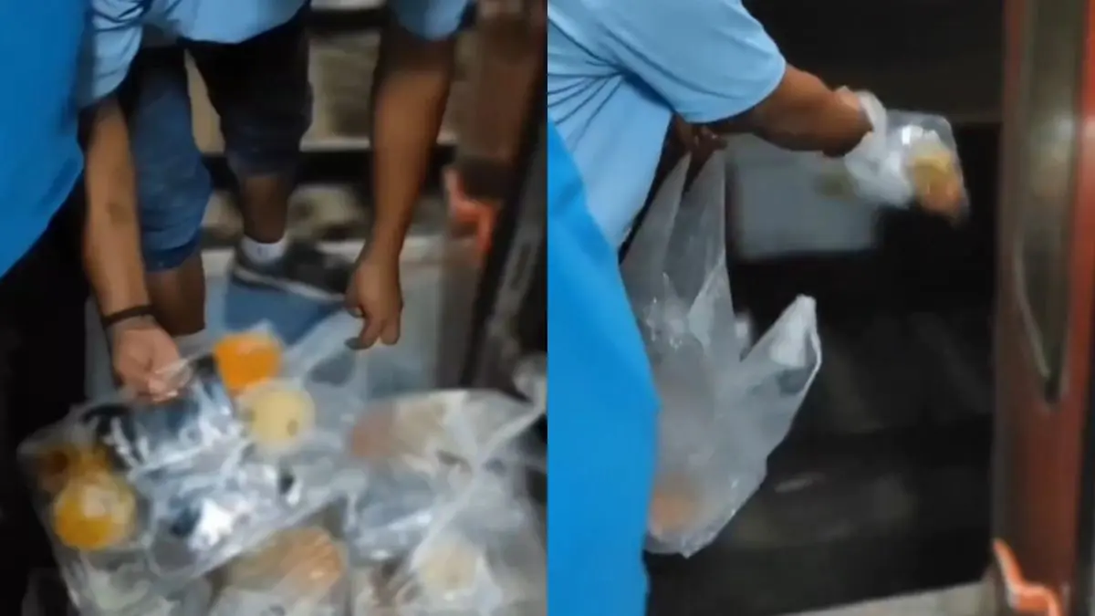 IRCTC Catering Staff Throw Unused Food Plates On Railway Tracks; Netizens Demand Strict Action