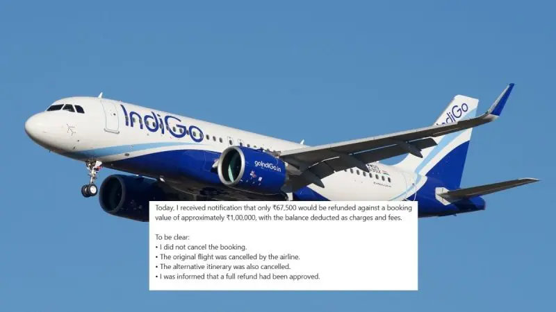 Can Airlines Deduct Flight Cancellation Fee? Passenger Claims ₹40,000 Deduction For Cancelled IndiGo Flight