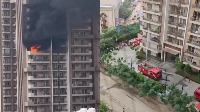 Noida: Massive Fire Breaks Out In High-Rise Residential Building; Residents Safely Evacuated