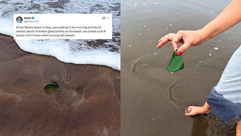 “Where Is Civic Sense?” YouTuber Finds Broken Bottles & Garbage On Goa’s Morjim Beach; Netizens React