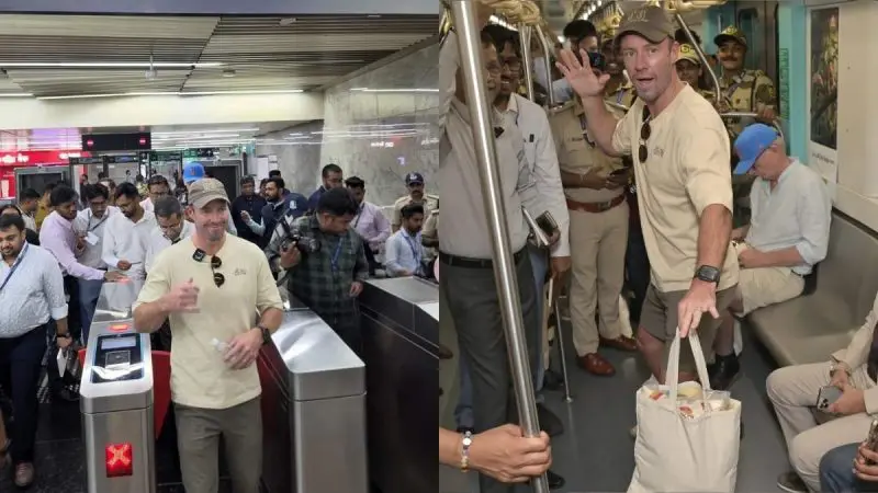 AB de Villiers Travels On Mumbai Metro & Inaugurates Library Junction On Churchgate Station