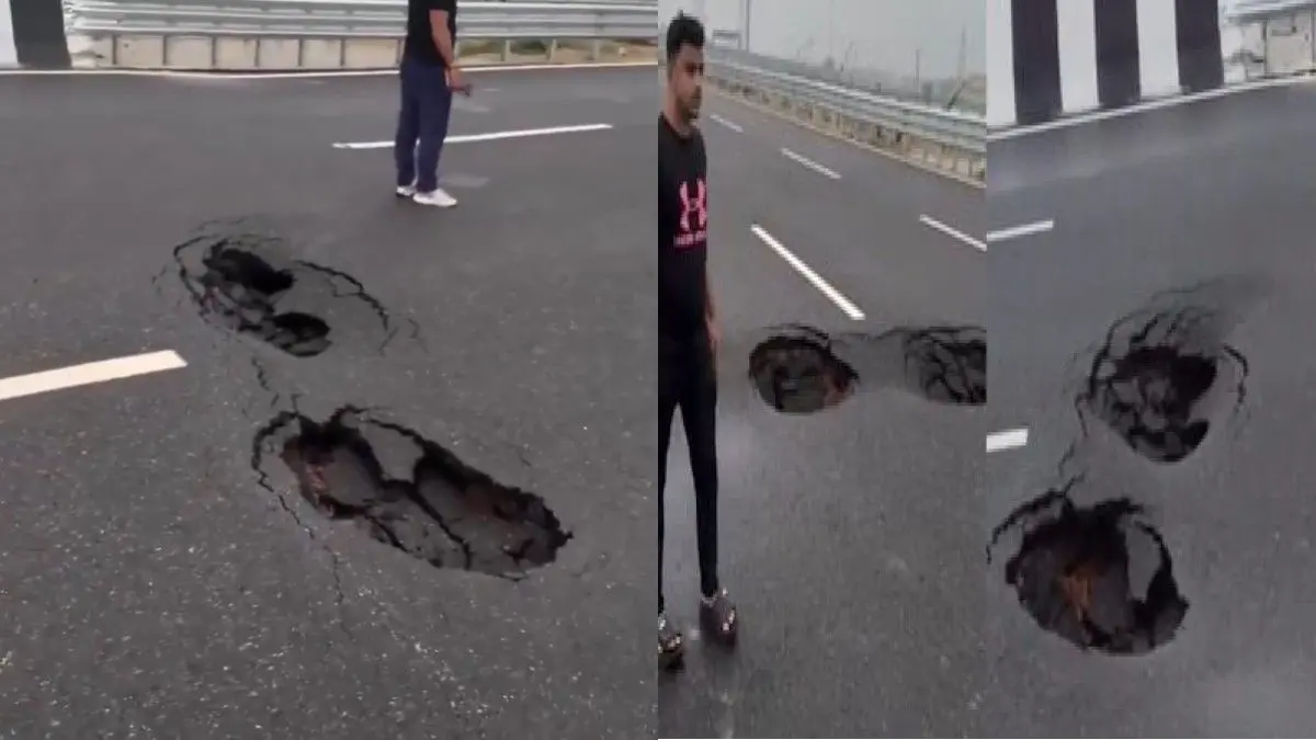 Video: ₹12,000 Cr Delhi-Dehradun Expressway Develops Potholes After Rain; Netizens Question Quality