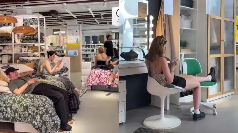 Video: Paris Residents Rush To IKEA To Escape Scorching Heat, Relax On Sofas