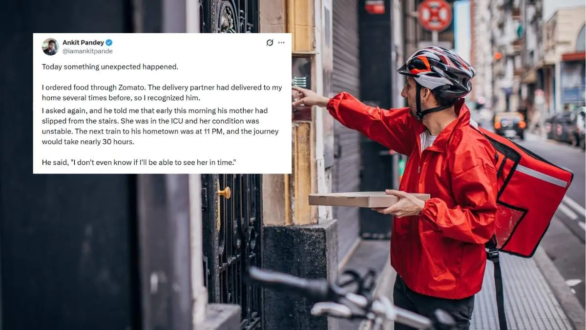 Man Buys ₹4,000 Flight Ticket For Zomato Rider To Reach Sick Mother; Netizens: “Humanity Exists”