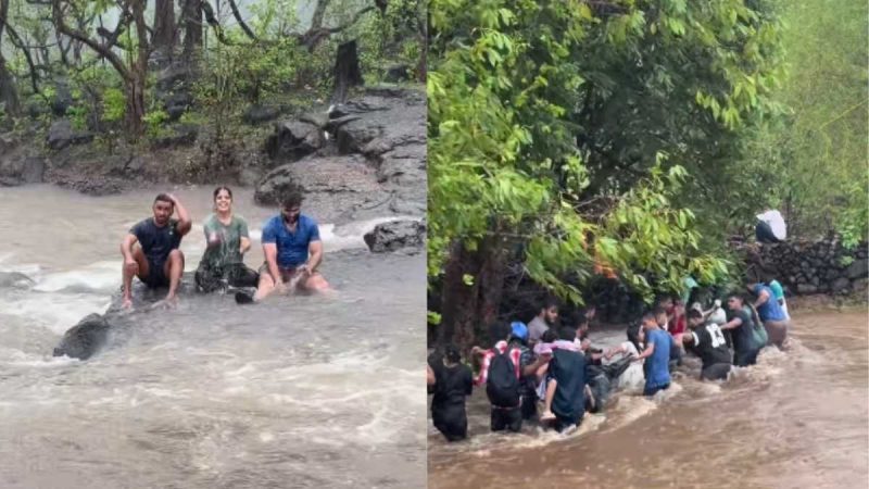 In 2 Min, Vandri Lake Waterfall Turns Into Moment Of Panic As Tourists Face Rising Water Levels