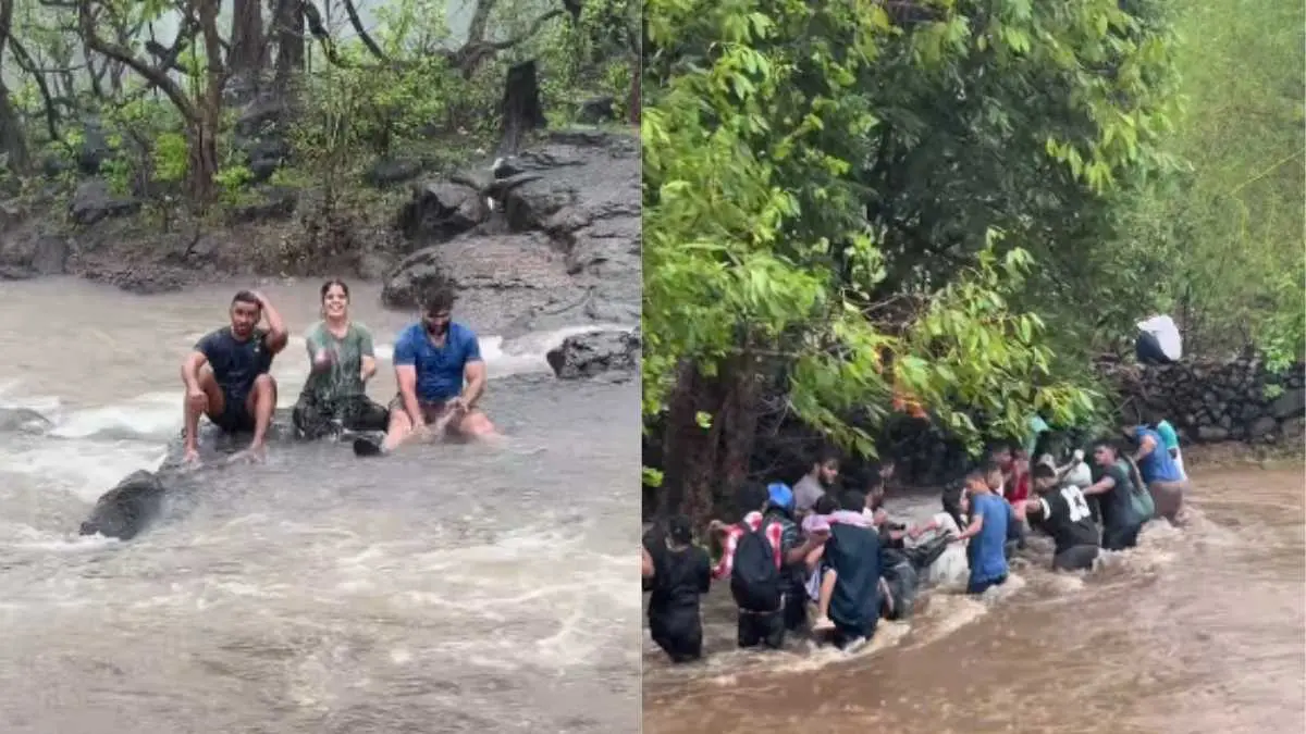 In 2 Min, Vandri Lake Waterfall Turns Into Moment Of Panic As Tourists Face Rising Water Levels