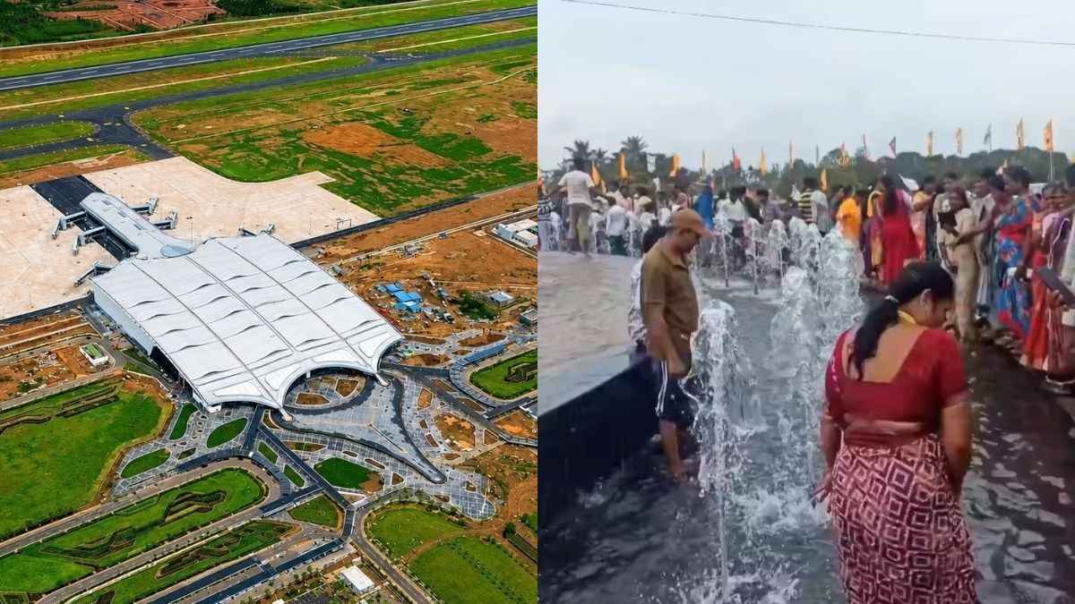 Days After Bhogapuram Airport Opens, Videos Show People Entering Fountains, Stealing Saplings