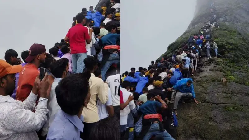 Viral Video: Harihar Fort Turns Into A Human Traffic Jam As Massive Crowd Arrives For Trekking