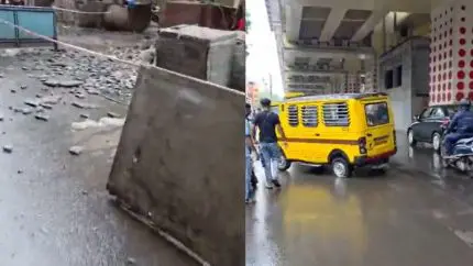 Video: Mumbai Metro Slab Falls In Mira Bhayandar, School Van Narrowly Misses Falling Debris