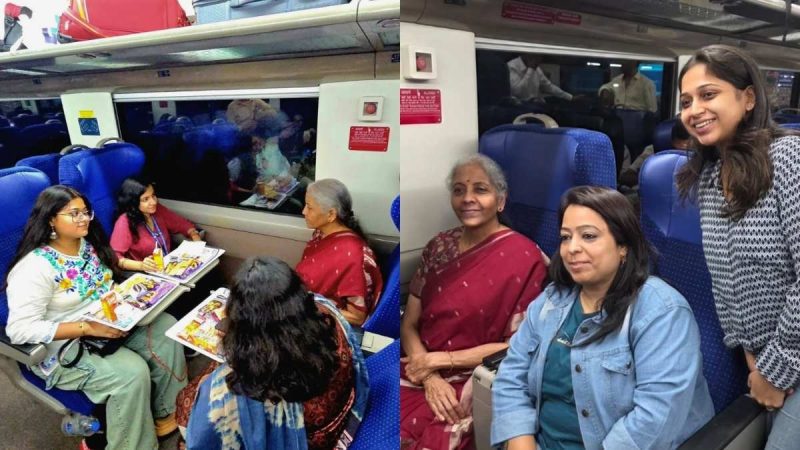 FM Nirmala Sitharaman Shares A Meal, Chats With Young Passengers On Vande Bharat To Jaipur