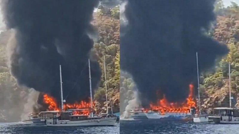 Türkiye Tourist Boat Fire Near Fethiye Prompting 115 Onboard Passenger & Crew To Evacuate Safely