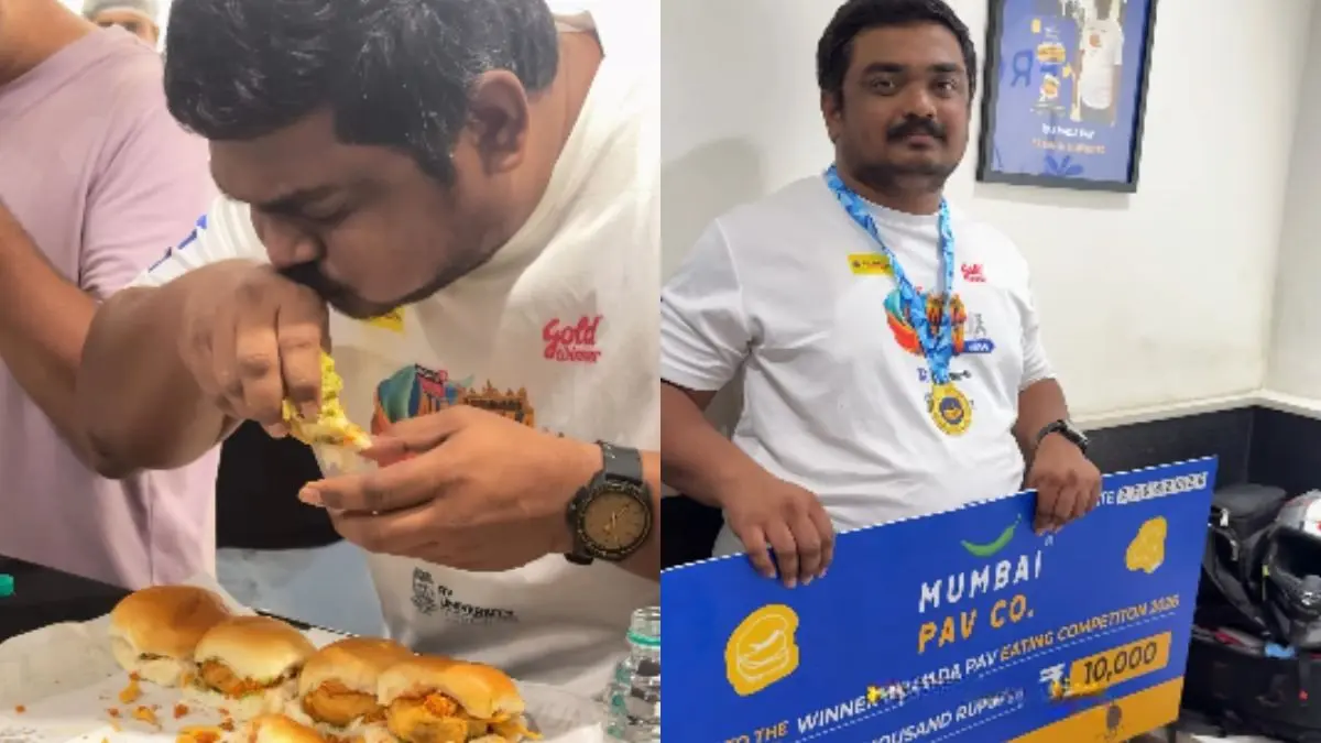 10 Vada Pavs In 5 Minutes! Bengaluru Man Wins ₹10,000 In Vada Pav Eating Competition