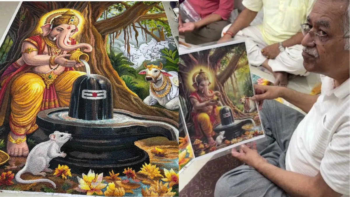 Made With 40 Kg Sabudana, Mumbai’s 66-YO Ganesha Rangoli Has A Powerful Father-Son Theme