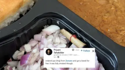 Bengaluru Man Finds Used Beedi In Pav Bhaji Ordered On Zomato, Netizens: “Extra Smoke Flavour Added”