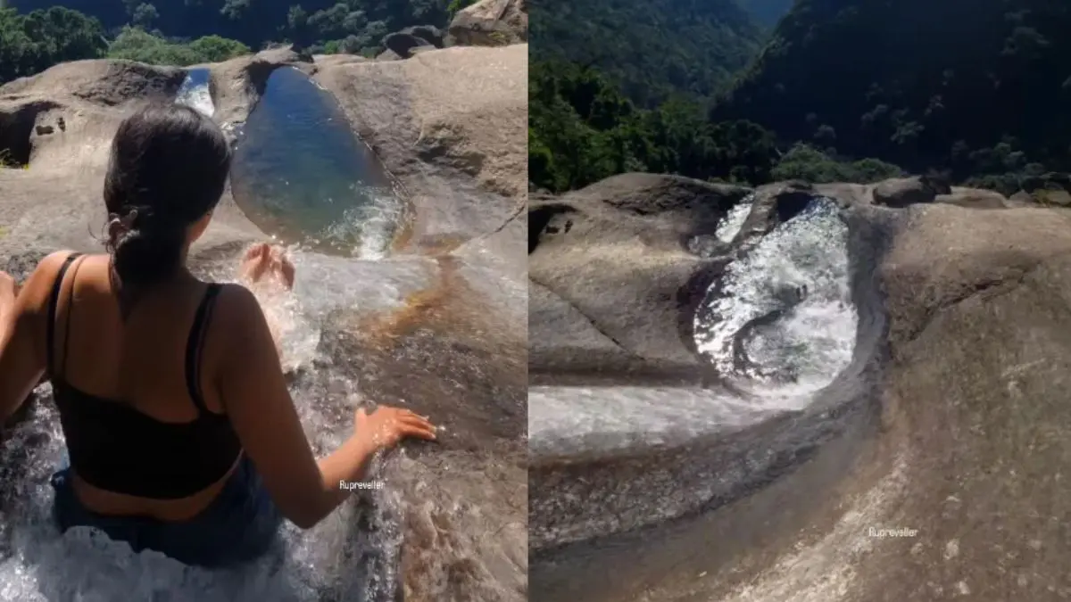 Meghalaya’s Hidden Natural Water Slide Near Kongthong Goes Viral, But Is It Safe?